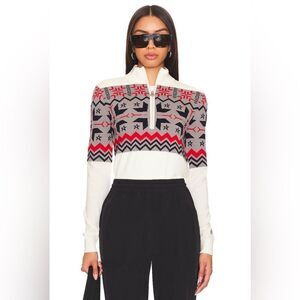 Perfect Moment Nordic Half Zip Sweater in Snow White Merino Wool Medium